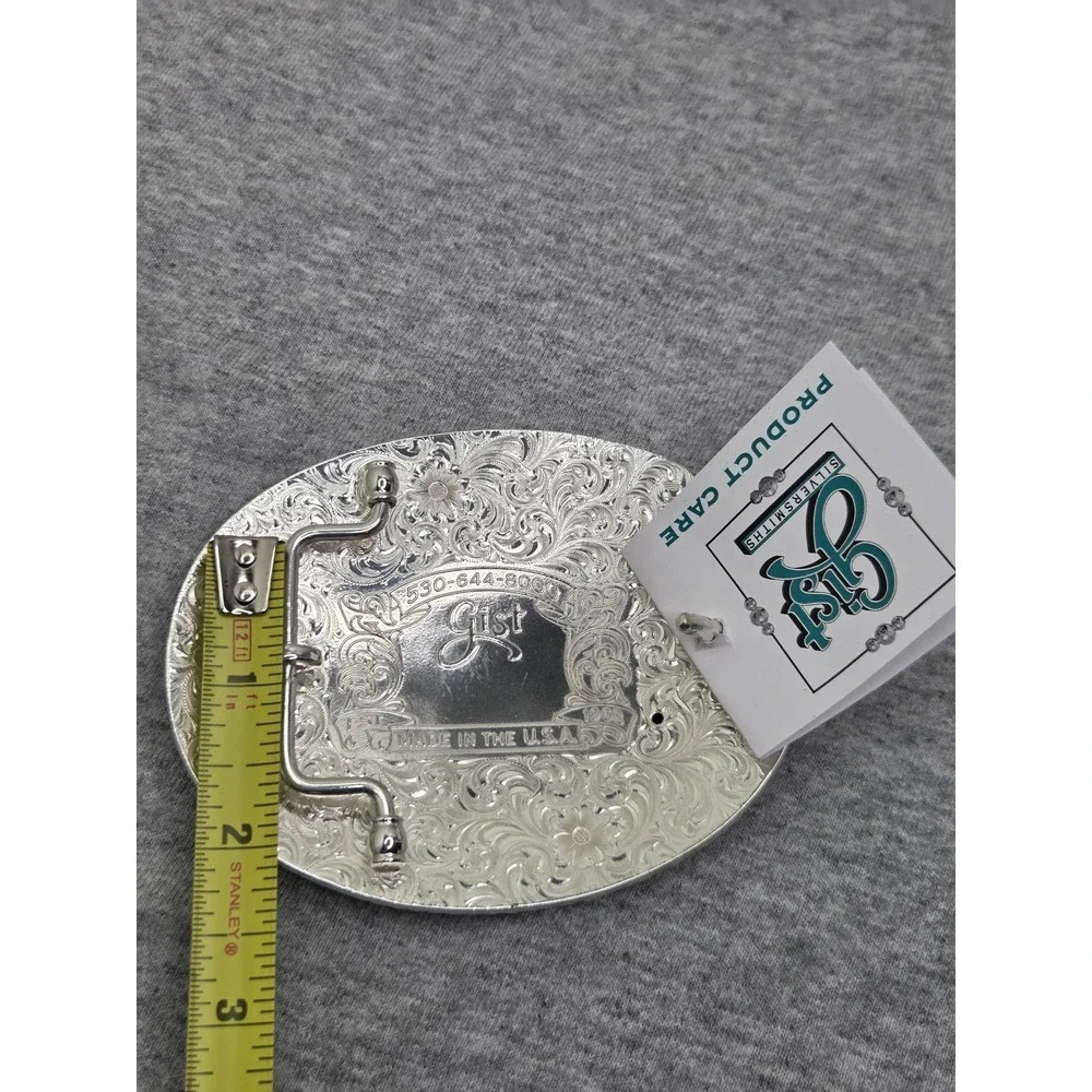 Gist Sterling Silver Overlay NCHA Cutting Horse Rodeo Trophy Belt Buckle NWT